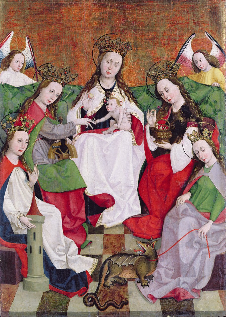 The Mystical Troloving of St. Catherine, c.1500 (tempera på trä) av Hungarian School