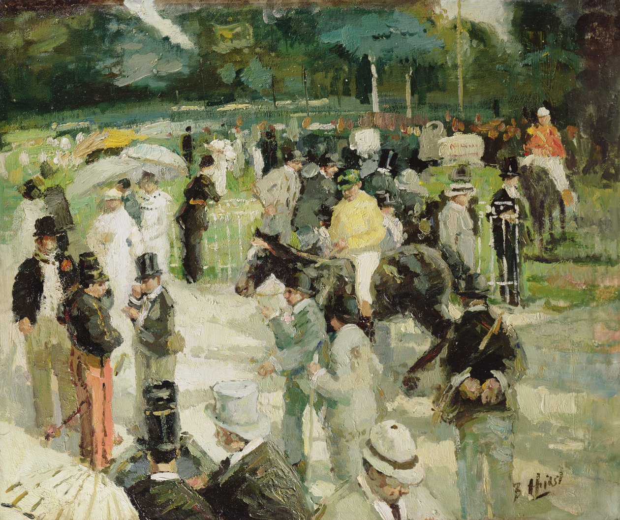 Racing på Longchamp (olja på duk) av Hurst Balmford
