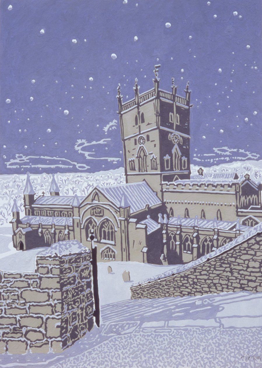 St. Davids Cathedral in the Snow, 1996 av Huw S. Parsons