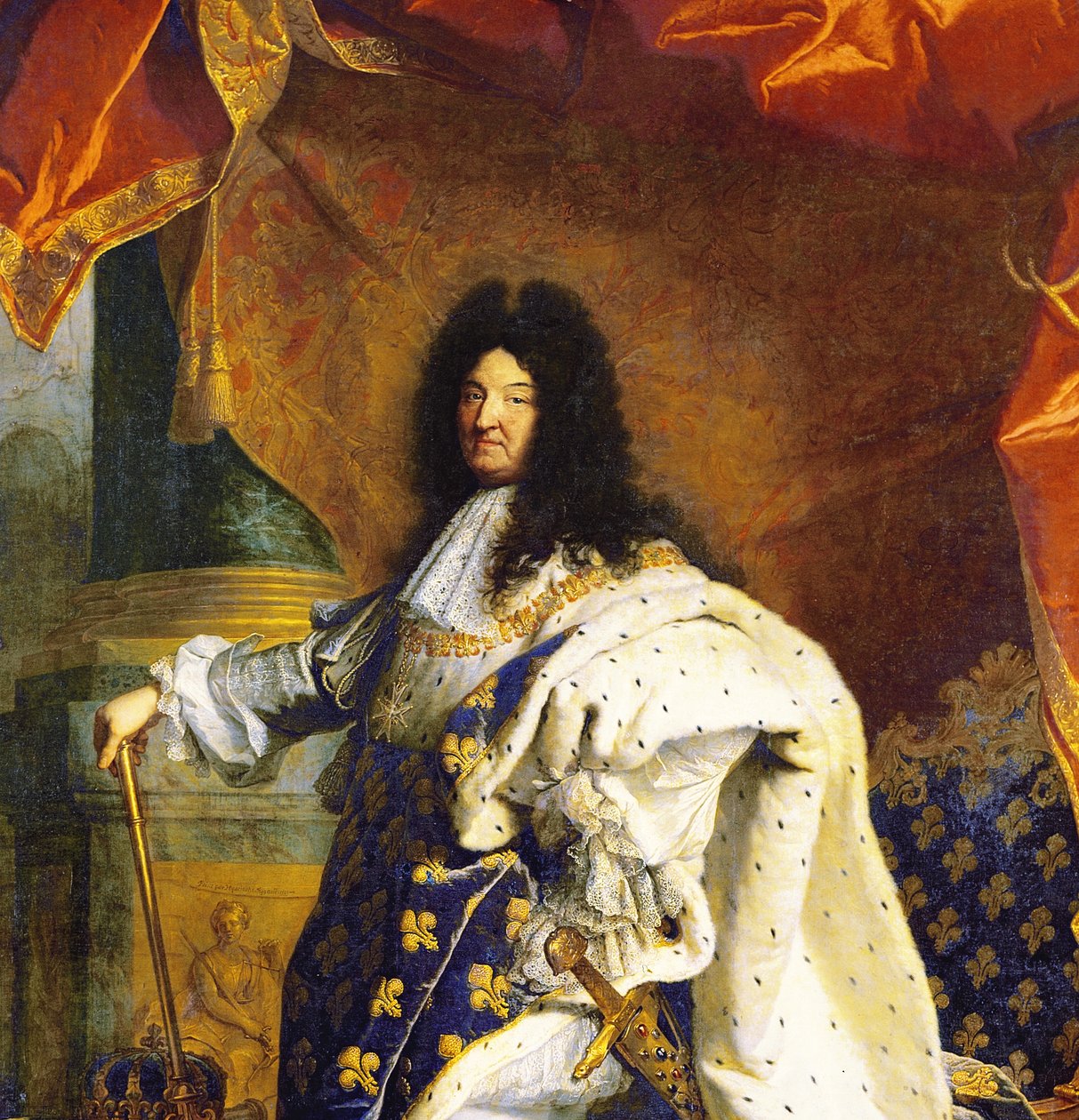 Ludvig XIV i kunglig kostym, 1701 (detalj av 59867) av Hyacinthe Francois Rigaud