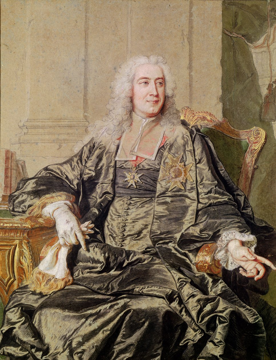 Marc Pierre de Voyer (1696-1764) greve af Argenson (pen og blæk og wc på papir) svensk av Hyacinthe Francois Rigaud