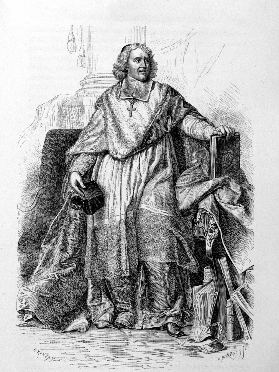 Graverat porträtt av Jacques-Benigne (Jacques Benigne) Bossuet, biskop av Meaux efter Hyacinthe Rigaud (Musée du Louvre) - i "Histoire de France" av Guizot av Hyacinthe (after) Rigaud
