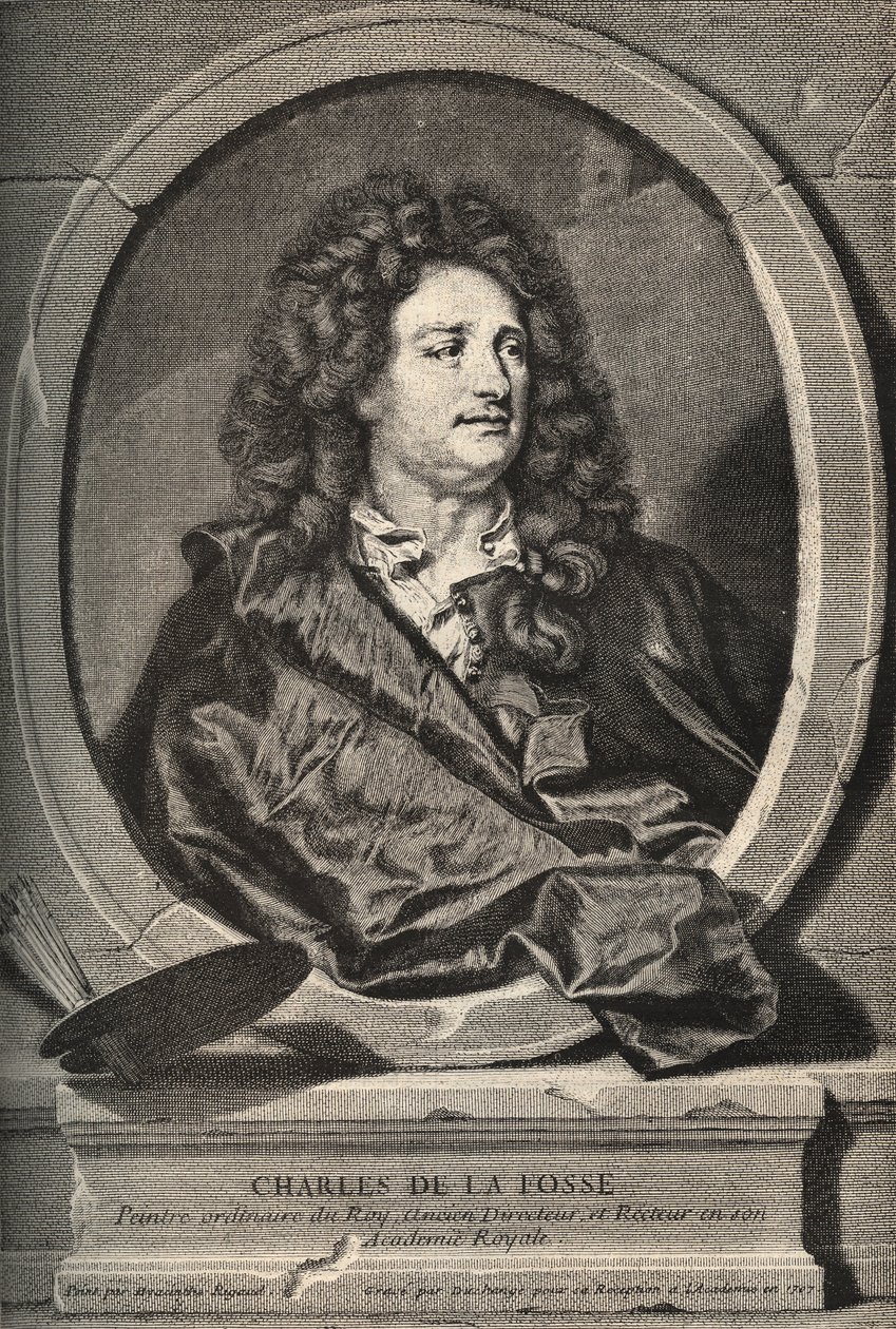 Porträtt av Charles de La Fosse (1636-1716) Fransk målare - gravyr av Dumchange av H. Rigaud av Hyacinthe (after) Rigaud