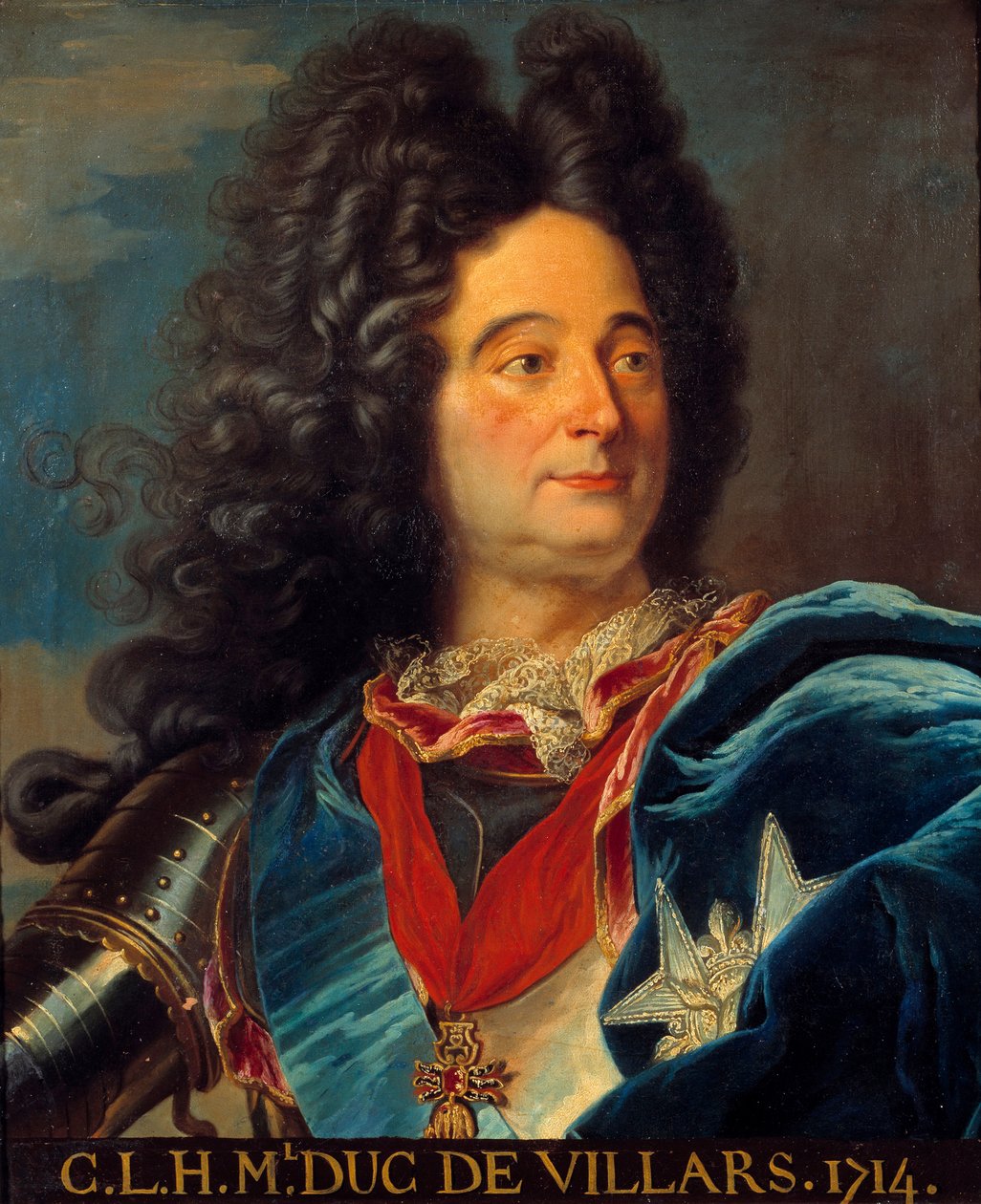 Porträtt av Louis Claude Hector hertig av Villars, marechal av Frankrike (1652-1734) Målning efter Hyacinthe Rigaud (1659-1743) 1714 Sön. 0,63x0,52 m av Hyacinthe (after) Rigaud