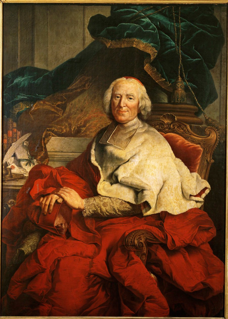 Kardinal Andre-Hercule de Fleury, kung Ludvig XV:s högste minister ... (olja på duk) av Hyacinthe (studio of) Rigaud