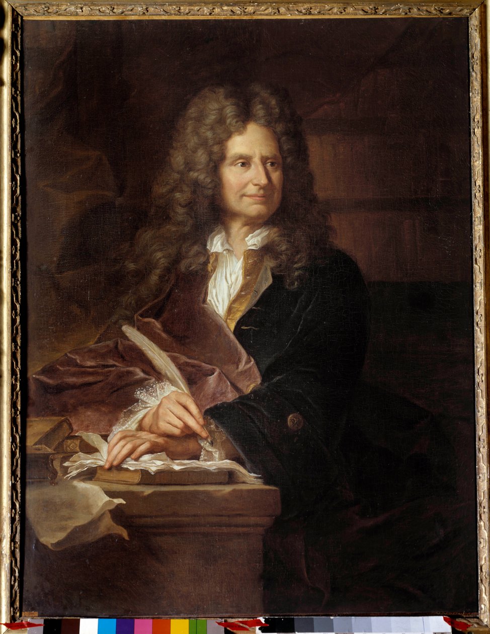 Porträtt av Nicolas Boileau (1636 - 1711) dit Boileau Despreaux (Boileau-Despreaux), fransk författare - Målning från Hyacinthe Rigauds verkstad (1659-1743) av Hyacinthe (studio of) Rigaud