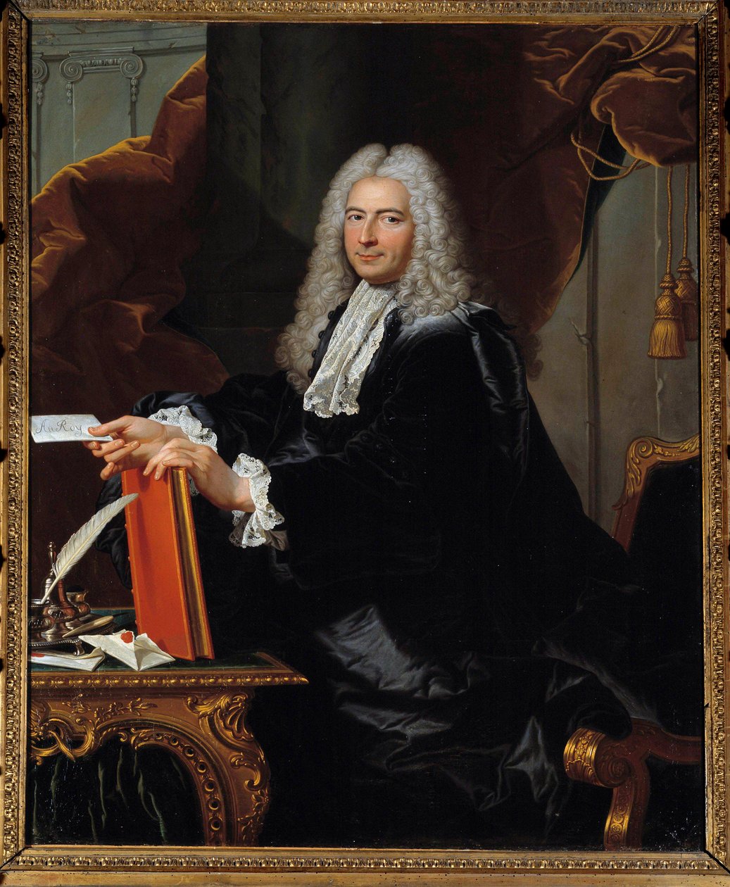 Porträtt av Philibert Orry (1689-1747) Financial Controller Målning i verkstaden hos Hyacinthe Rigaud (1659-1743) 1700-talet. Dämpa. 1,46 x 1,12 m. Versailles, Musee du Chateau - Porträtt av Philibert Orry (1689-1747), General Finance Controller (eller Min av Hyacinthe (studio of) Rigaud