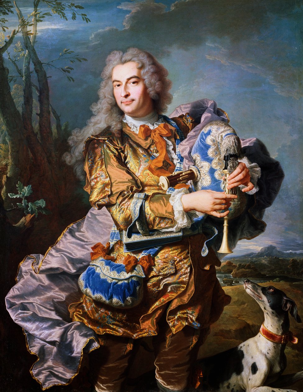 Gaspard de Gueidan spelar säckpipa, ca 1735, av Hyacinthe Rigaud (1659-1743), olja på duk. Detalj. Frankrike av Hyacinthe Francois Rigaud