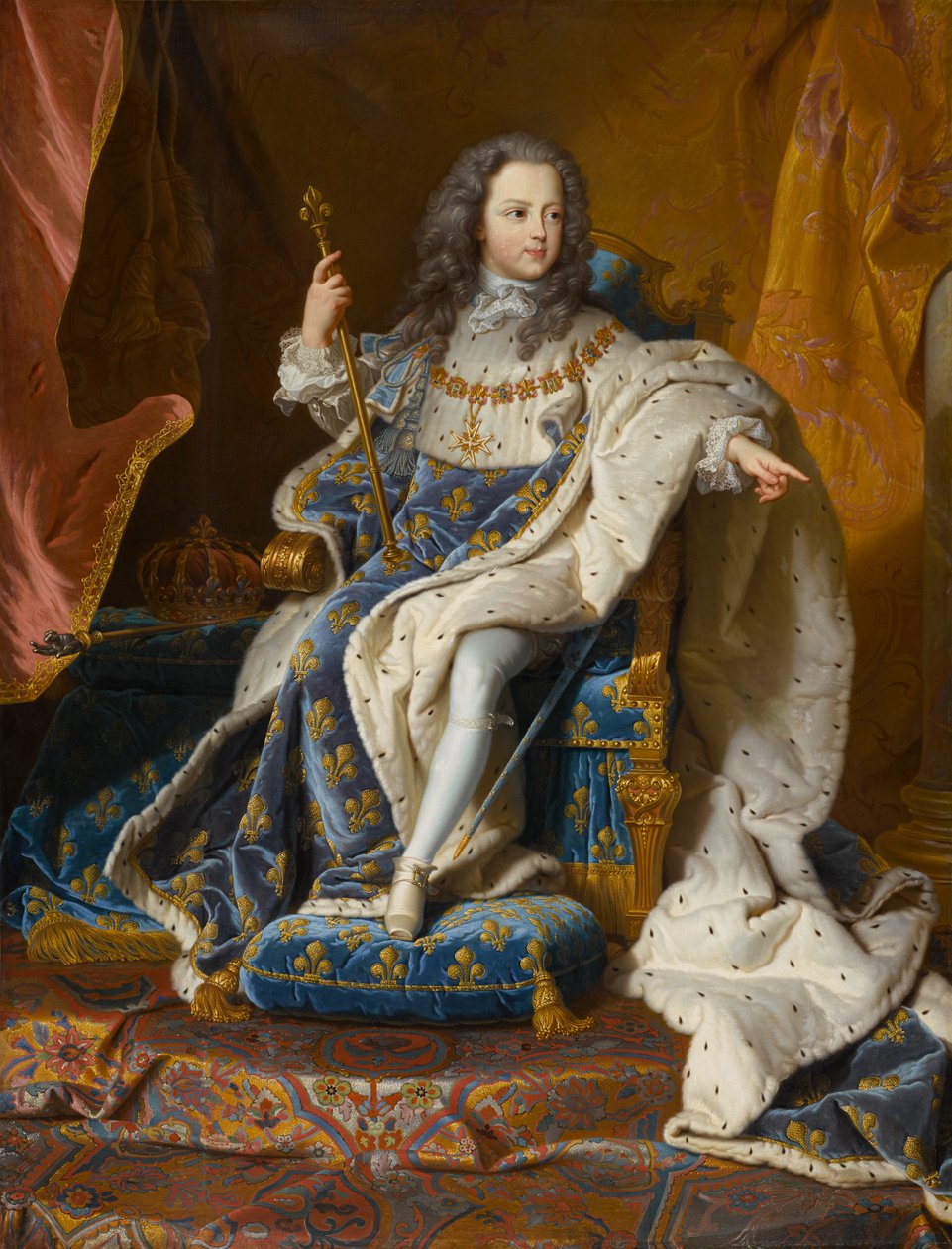 Ludvig XV (1710-1774), cirka 1715-1717 (olja på duk) av Hyacinthe Francois Rigaud