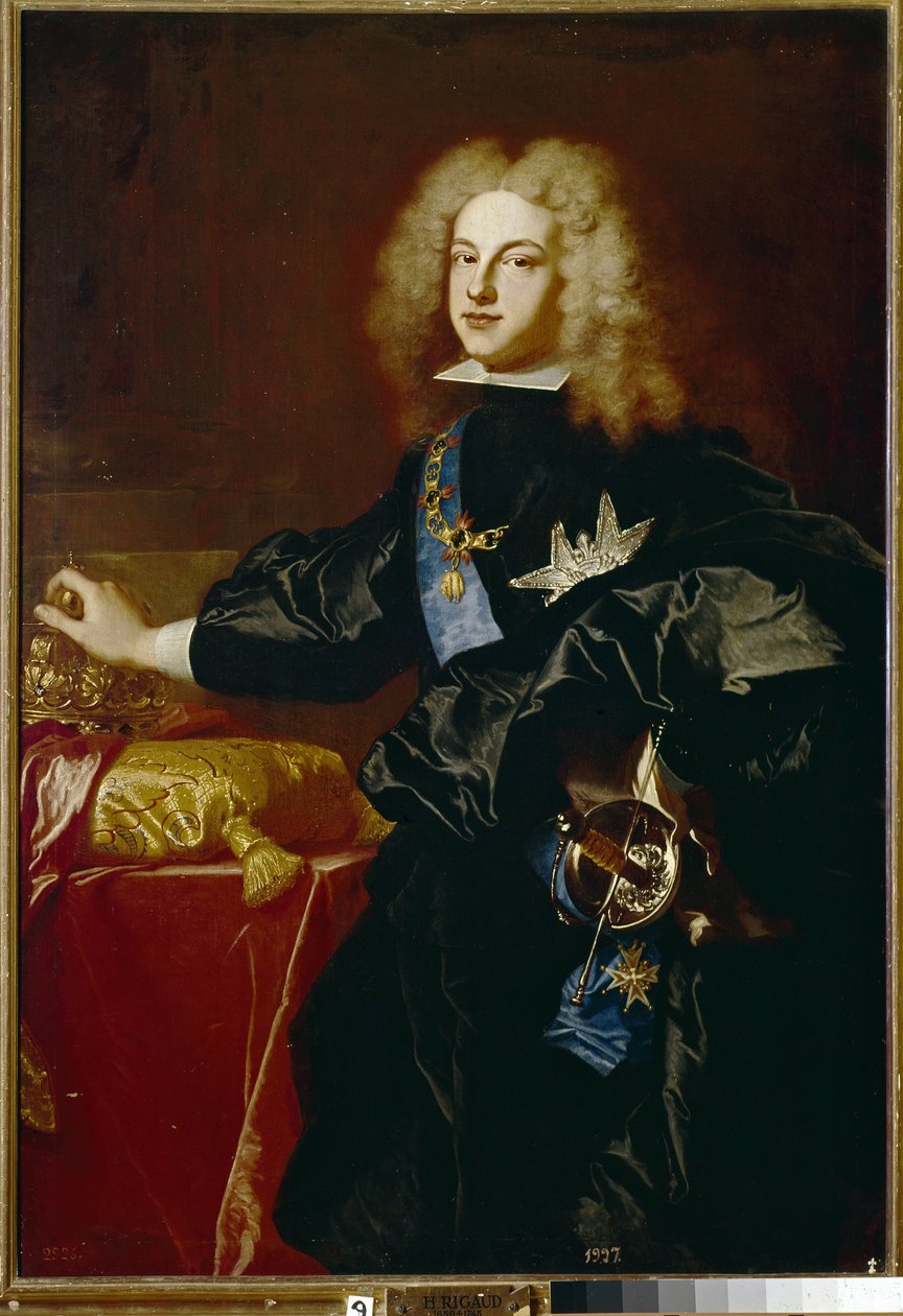 Philip V av Spanien - Porträtt av Philip V av Hyacinthe Francois Rigaud