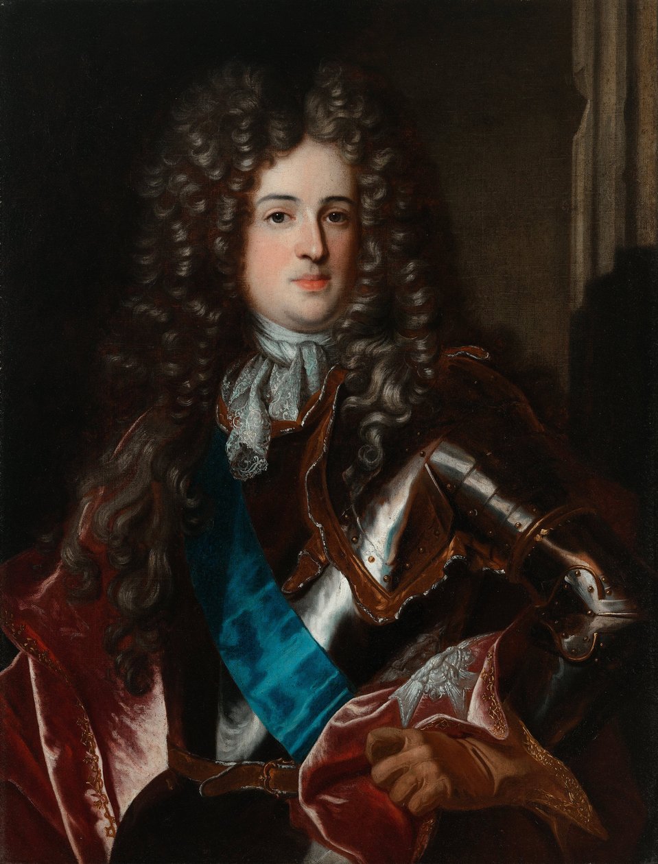 Porträtt av Aleksander Benedykt Stanislaw Sobieski (1677-1714) Aleksander Benedykt Sobieski - Rigaud, Hyacinthe Francois Honore, Circle of - ca 1696 - Olja på duk - 112,5x89 - Wilanow Palace Museum av Hyacinthe Francois Rigaud