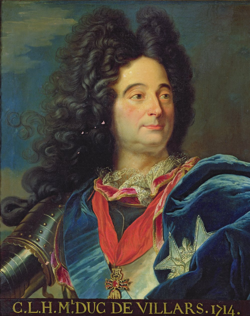 Porträtt av Louis-Claude-Hector (1652-1734) hertig av Villars, 1714 av Hyacinthe Francois Rigaud