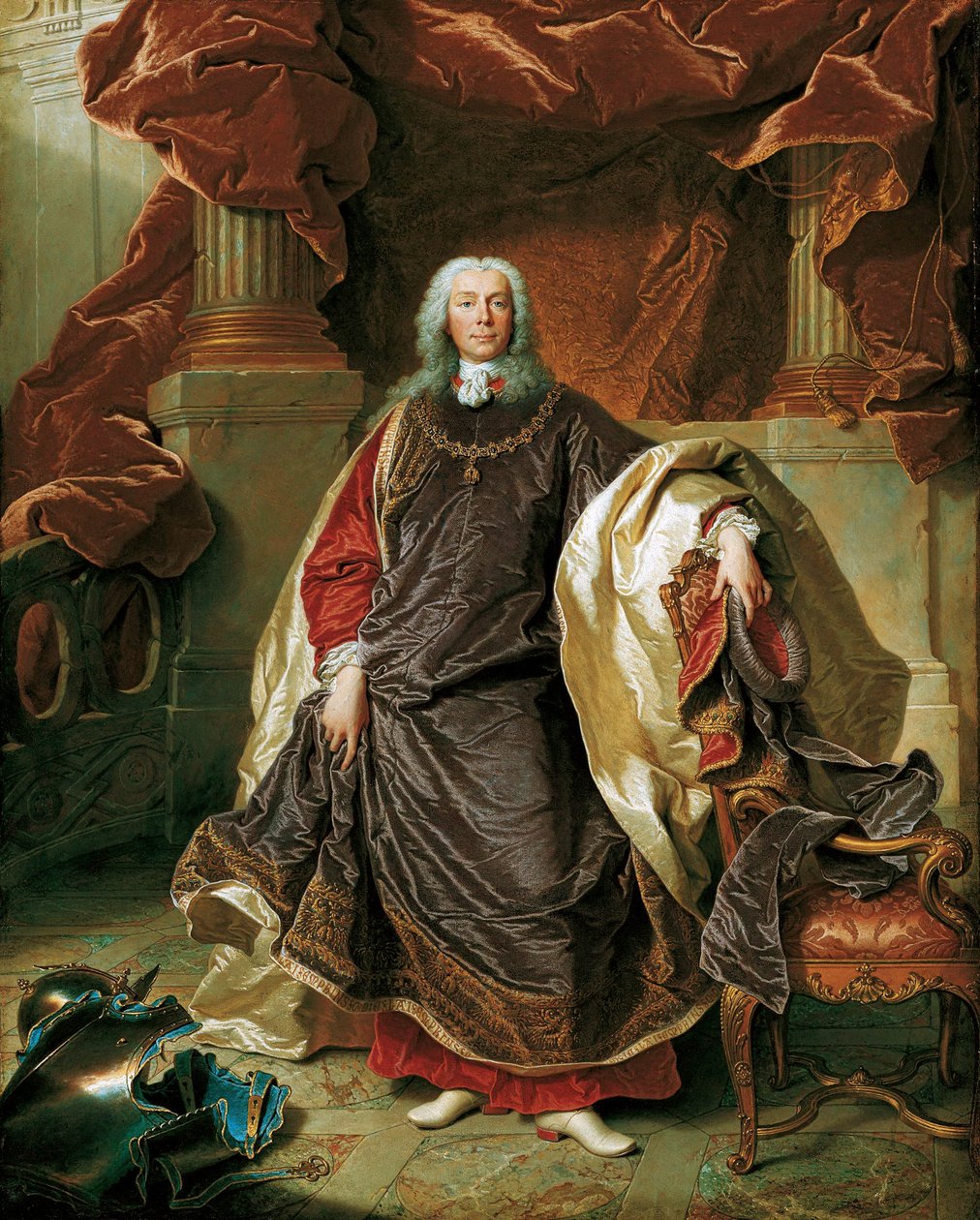 Porträtt av prins Joseph Wenzel I av Liechtenstein 1696-1772, 1740. av Hyacinthe François Honoré Rigaud