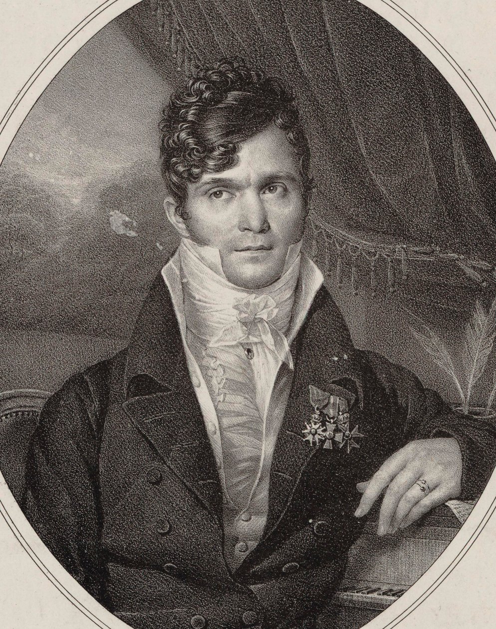 Porträtt av dirigenten och kompositören Gaspare Spontini 1774-1851, 1824. av Hyacinthe Louis Victor Jean Baptiste Aubry