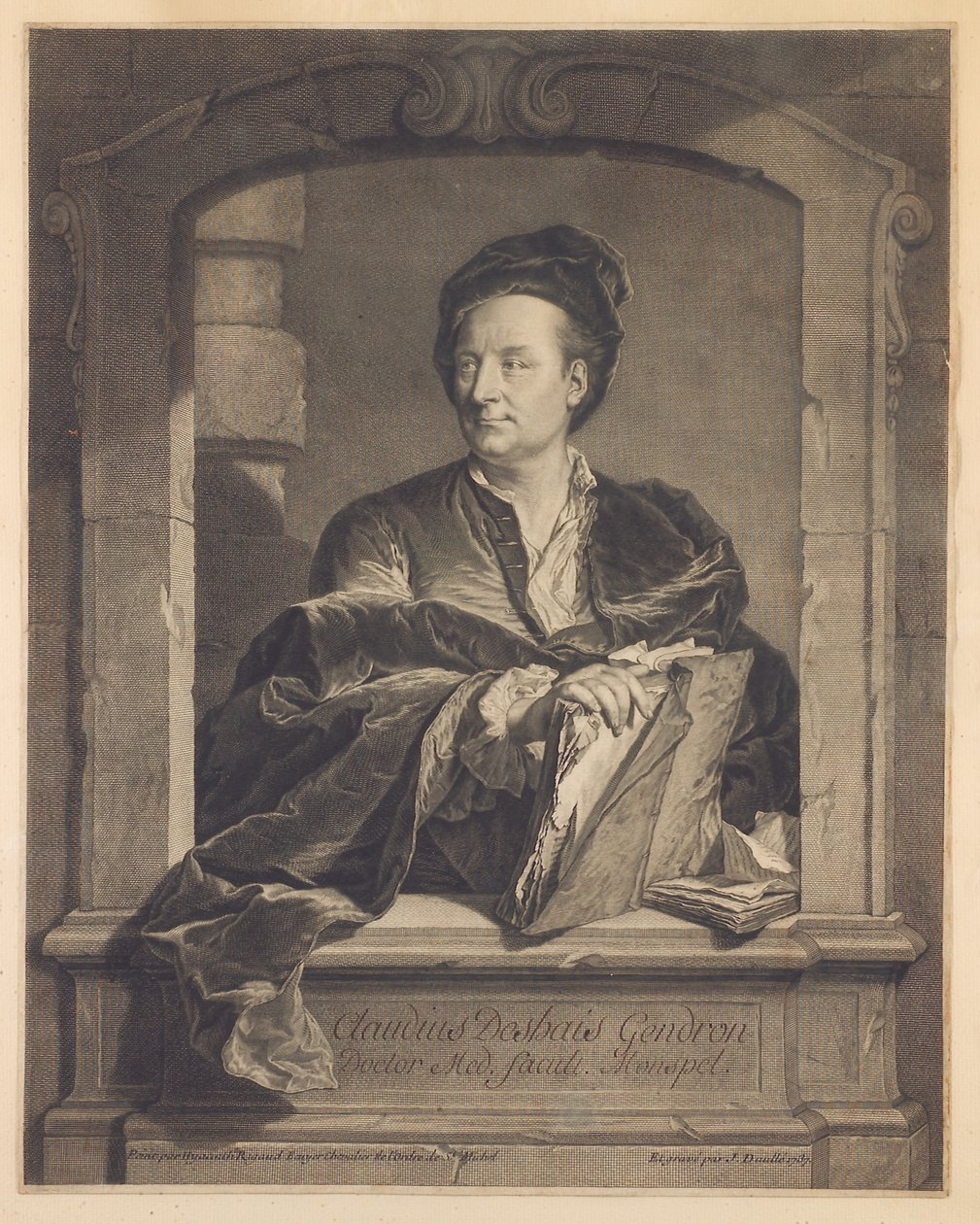 Doktor Claude Deshais Gendron, graverad av J. Daulle, c.1737 av Hyacinthe Francois Rigaud