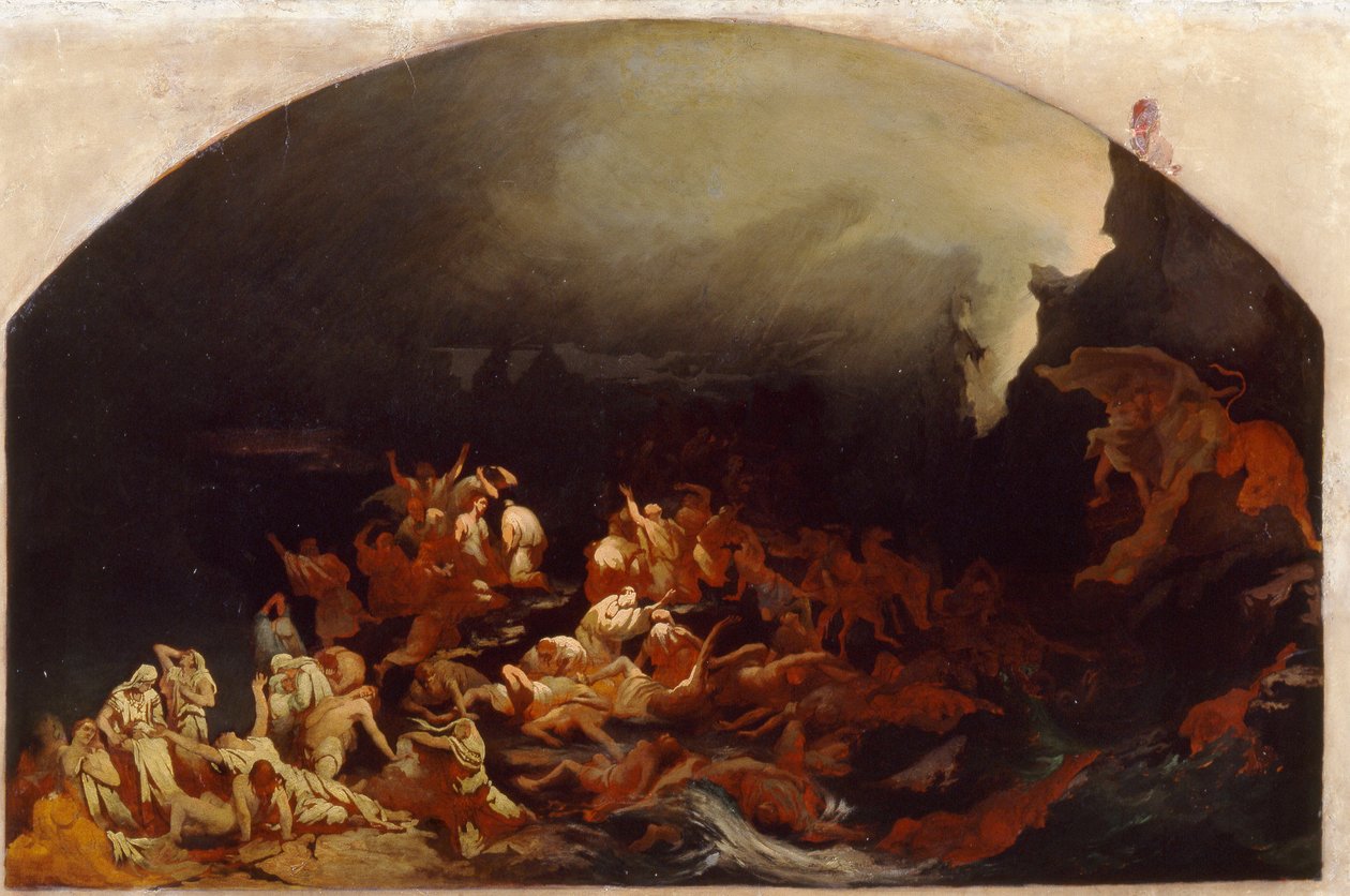 ""Deluge"" Målning av I P Masalov (1800-talet) 1873 Museum of Fine Arts Academy Sankt Petersburg av I.P. Masalov