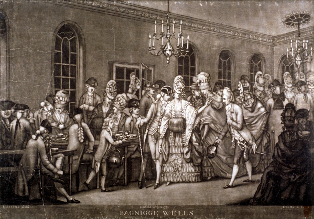 Utsikt över ett fullsatt rum i Bagnigge Wells, London, 1772. av IR Smith