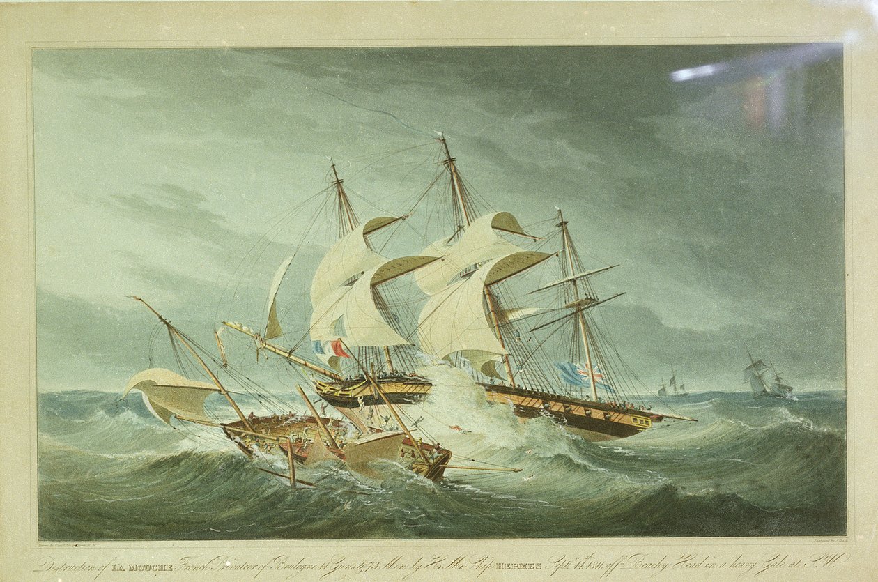 HMS "Hermes" förstörde "La Mouch av I (after) Clark