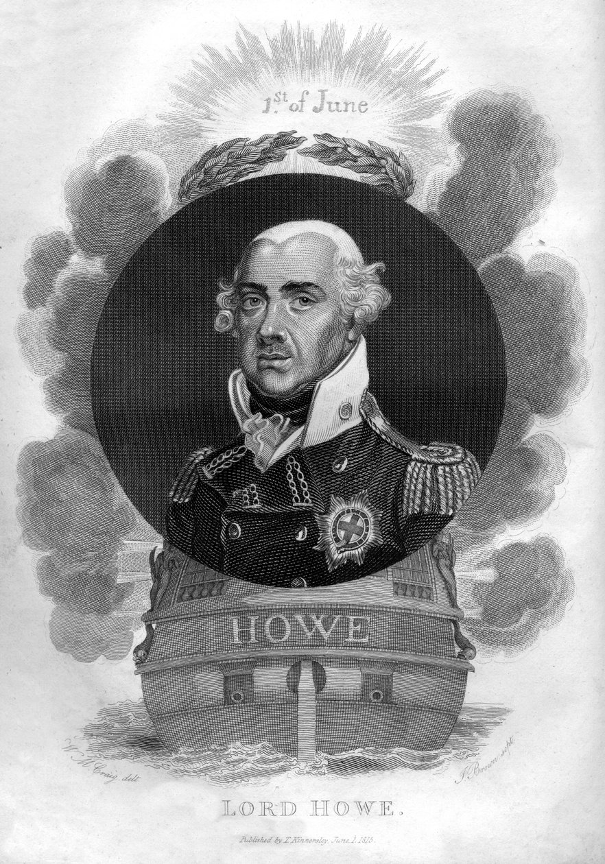 Amiral Richard Howe, 1:e Earl Howe, 1726-1799, engelsk amiral, 1816. av I. Brown