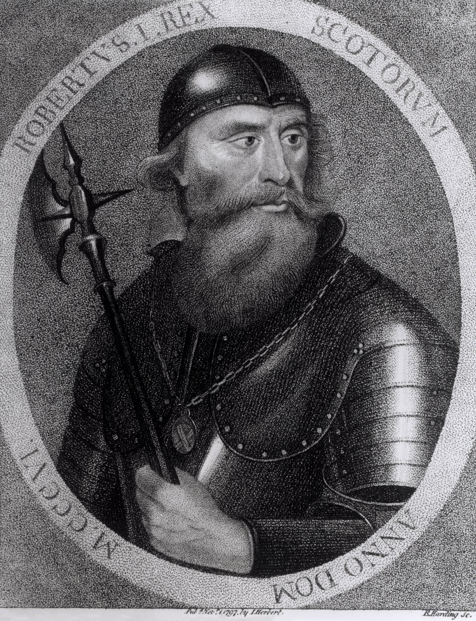 Porträtt av kung Robert I av Skottland (1274-1329) graverat av E.Harding, 1 november 1797 av I Herbert