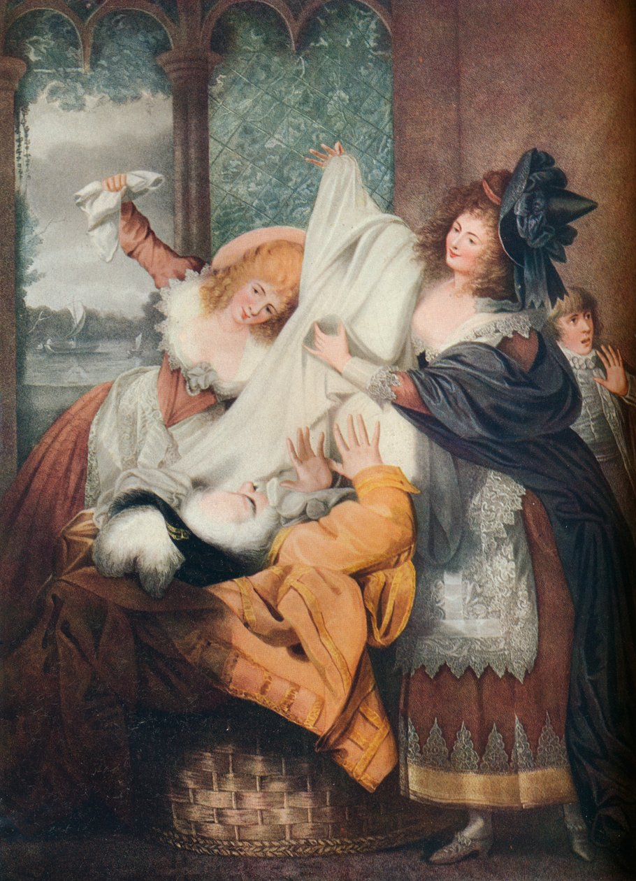 Merry Wives of Windsor: Akt III, Scene III, c1700-talet av I. P. Simon