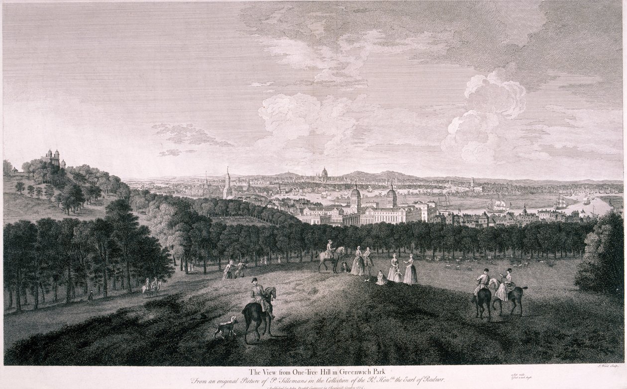 Utsikt från Greenwich Park, London, c1774 av I Wood