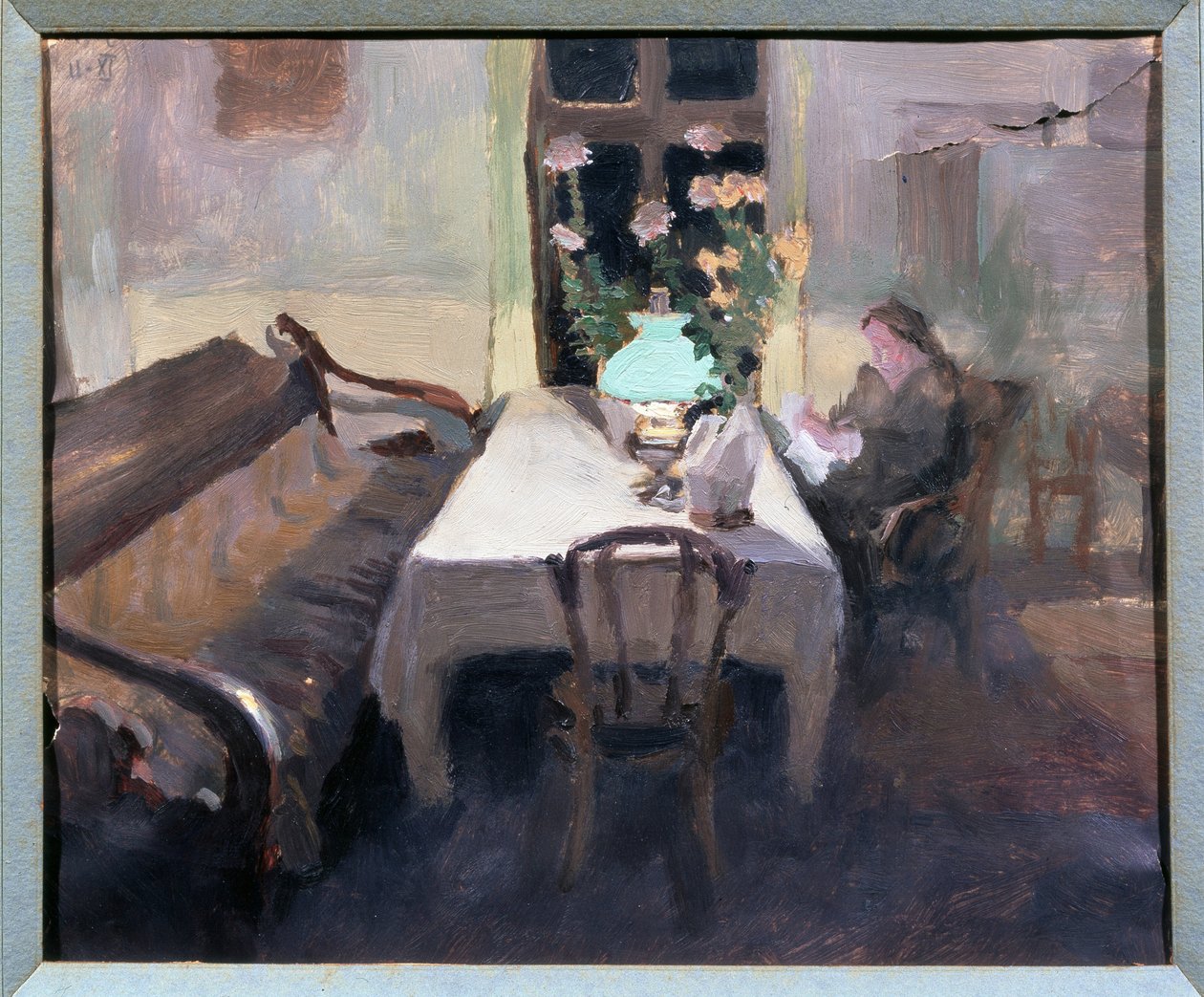 Rum, på kvällen. Verk av Jakov Jakolevich Kalinichenko (1869-1938), olja på papper av Iakov Kalinichenko