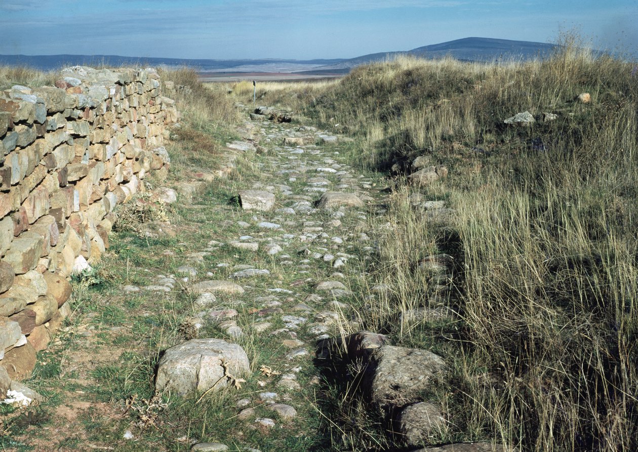 Rester av murarna i den iberiska stad som erövrades av Scipio Aemilianus 133 f.Kr. av Iberian