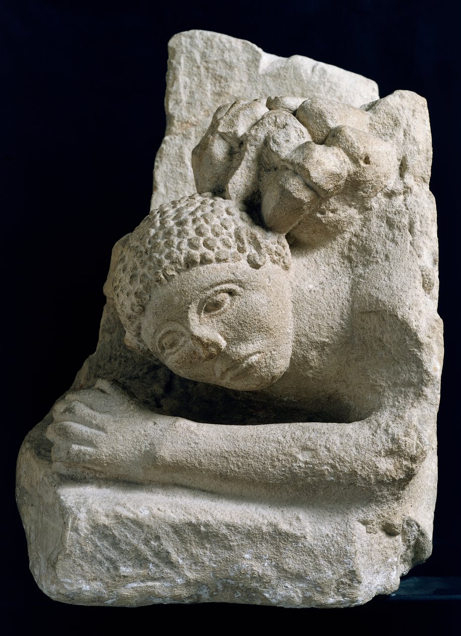 Man attackerad av ett lejon, Fragment från Osuna (Urso), Spanien av Iberian School