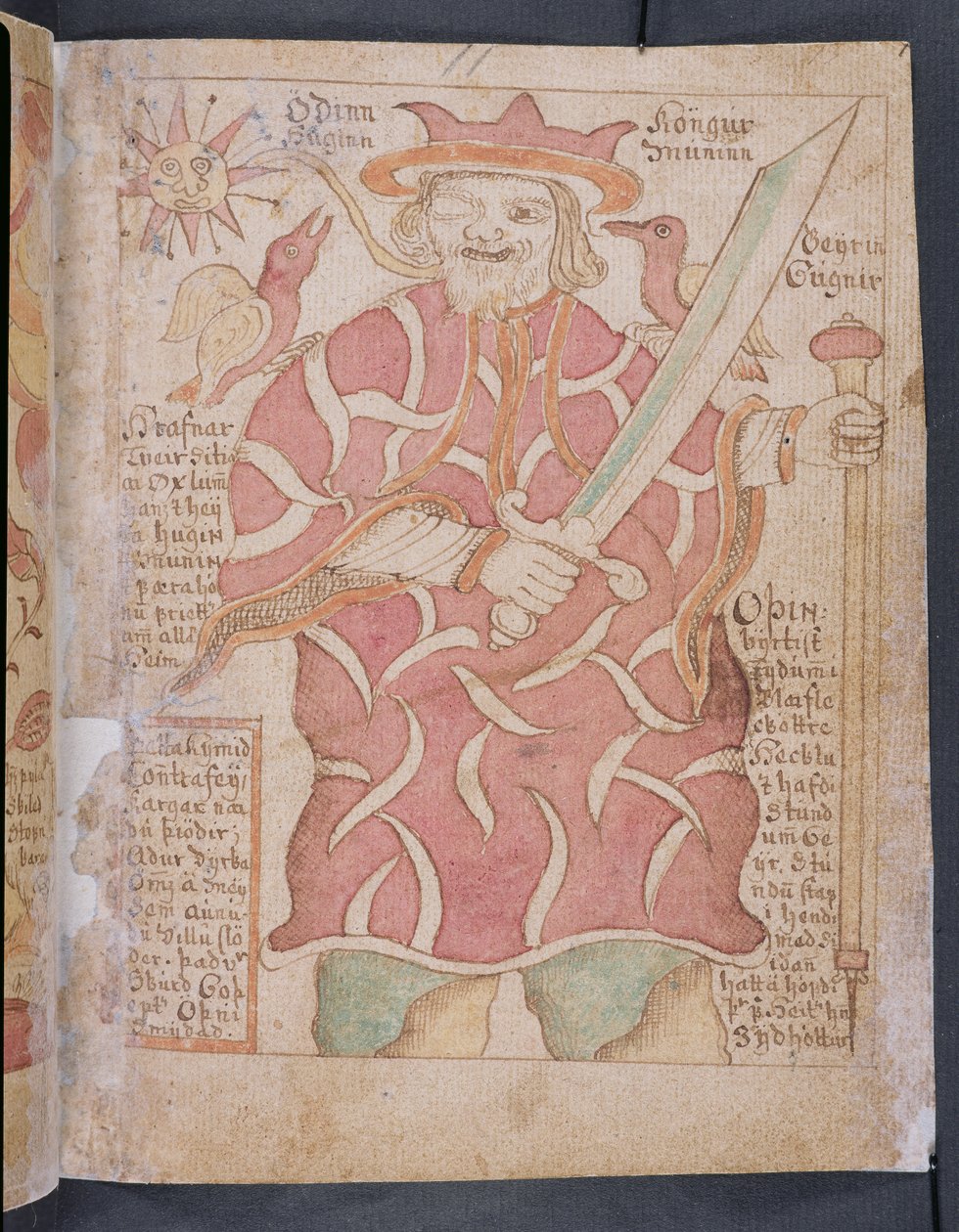 Odin, från Melsteds Edda (penna & bläck och wc på papper) av Icelandic School