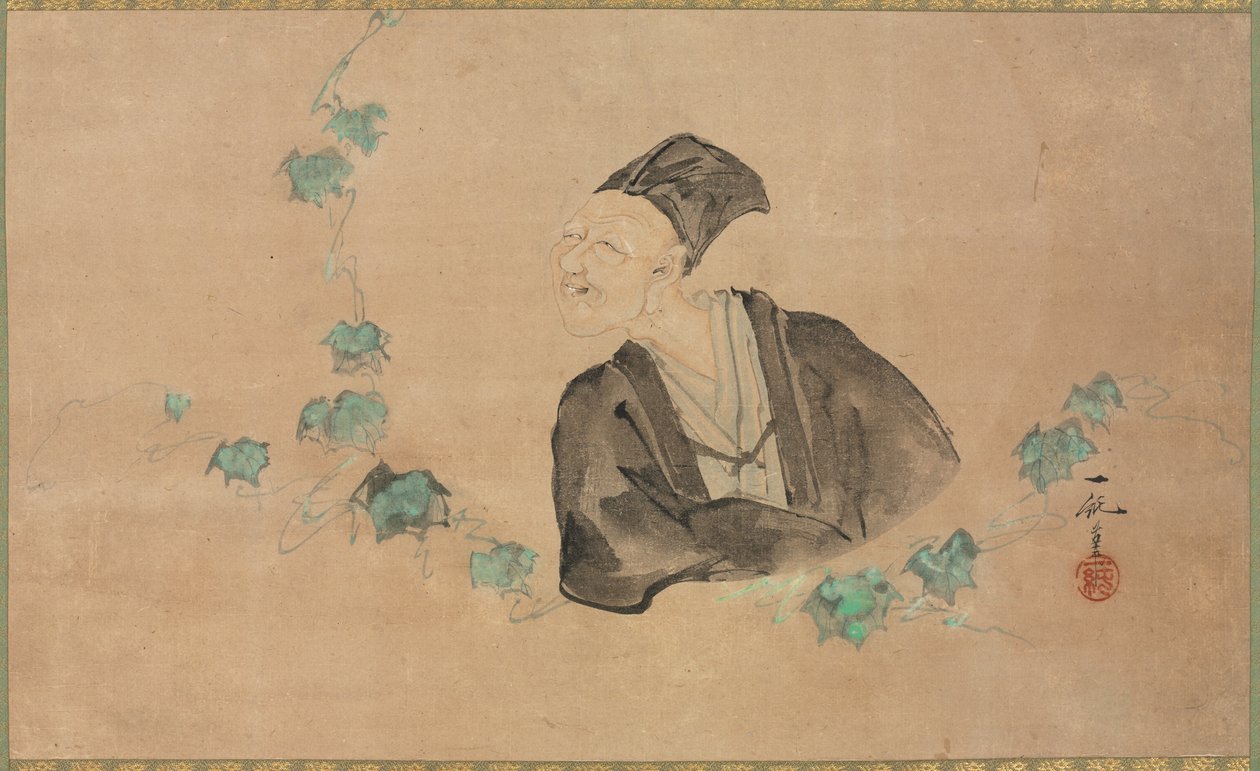 Porträtt av Basho, 1700-talet. av Ichijun