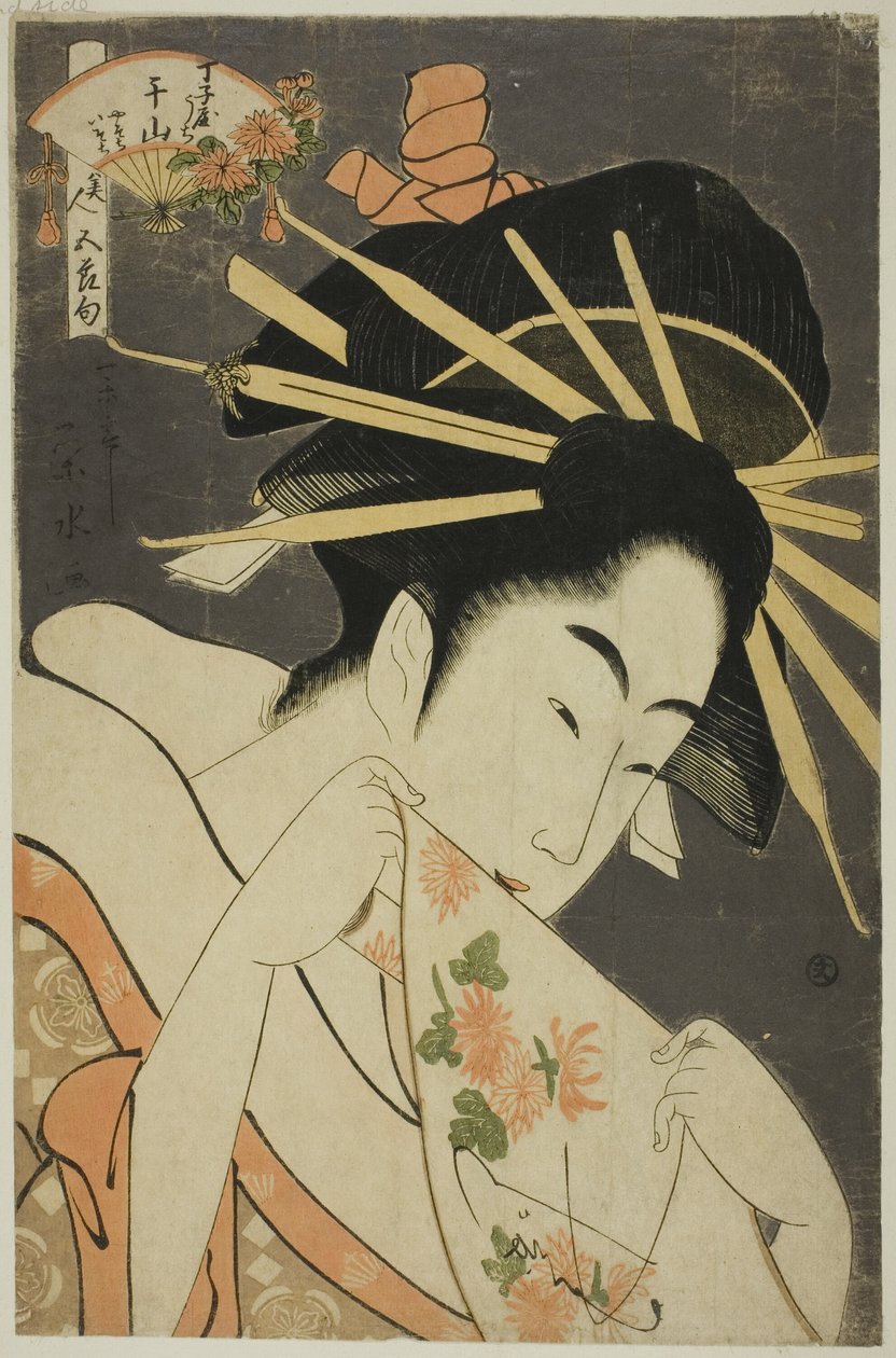 Courtesan Senzan från Chojiya, från serien "Beauties of the Five Festivals (Bijin gosekku)" av Ichirakutei Eisui