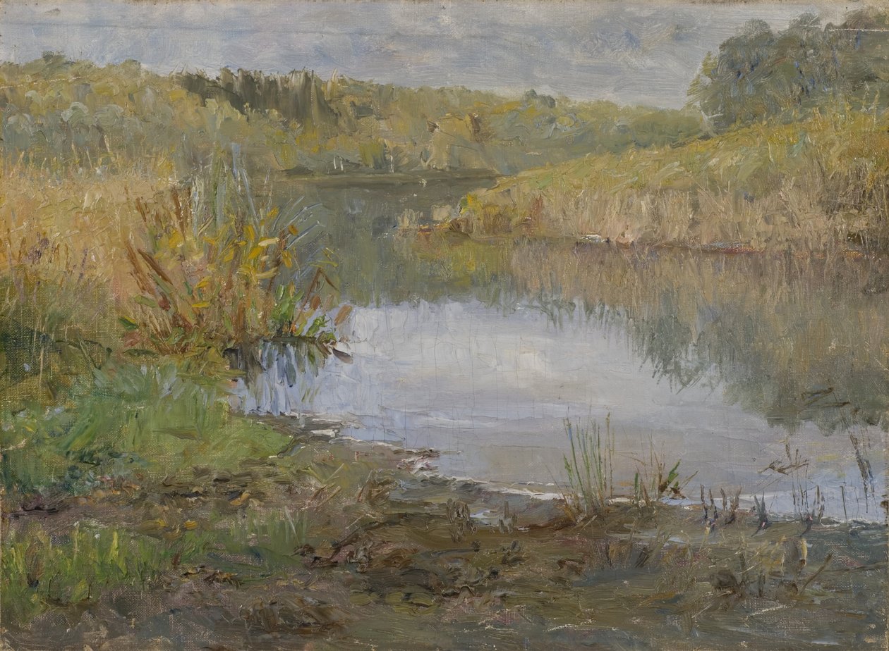 En flod i Frankrike (olja på duk monterad på kartong) av Ida von Schulzenheim