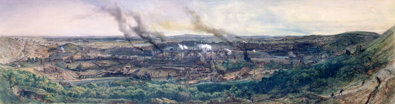 Fabrikerna i Le Creusot 1848, 1855 (olja på papper) (se detalj 157311) av Ignace Francois Bonhomme