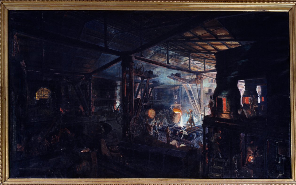 Gjutjärn med degel. Målning av Francois Bonhomme (1809 - 1881) av Ignace Francois Bonhomme