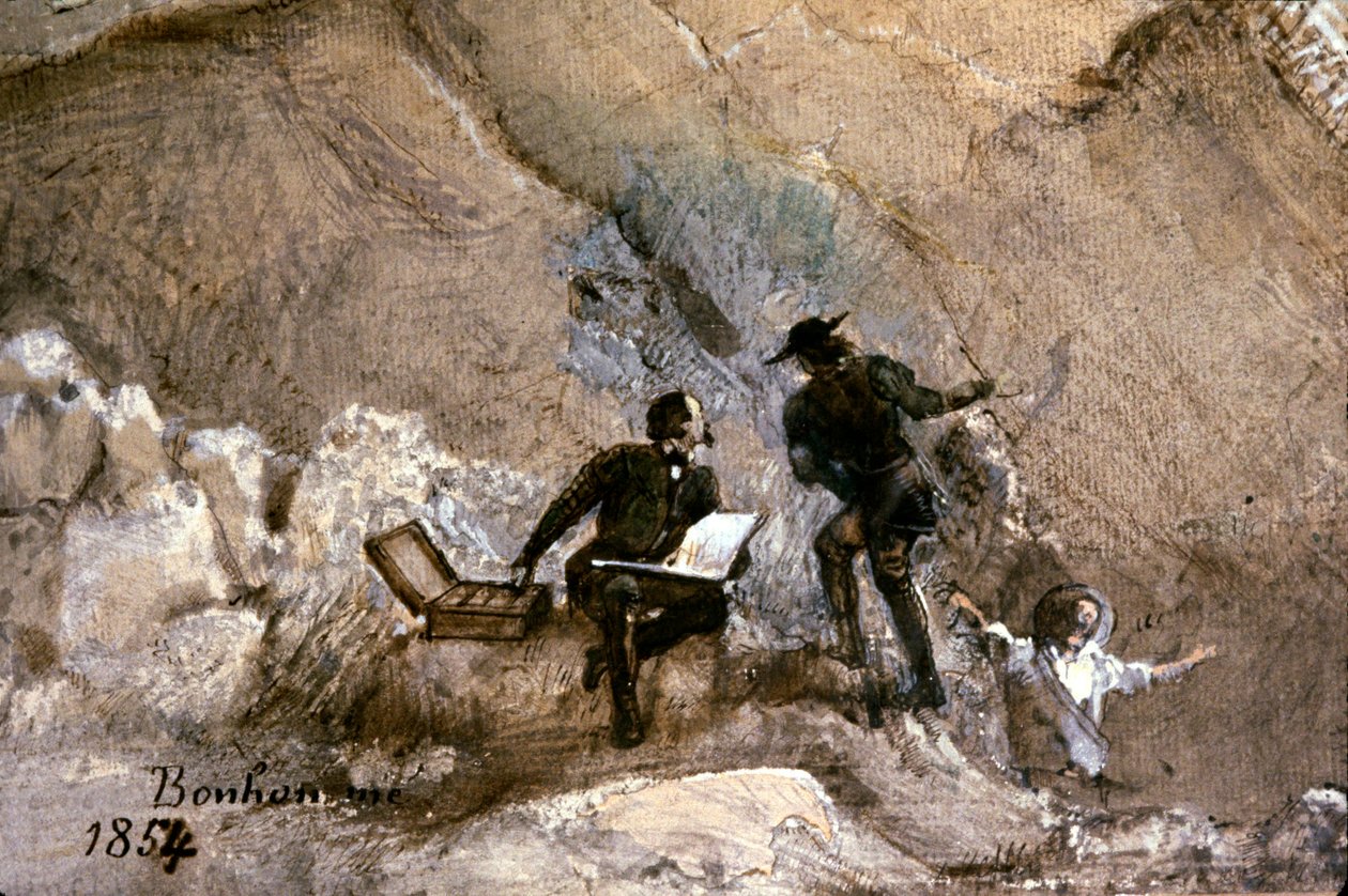 Ignace Francois Bonhomme målar utomhus av Ignace Francois Bonhomme