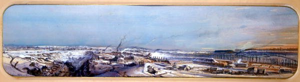 Industriellt landskap i Blanzy-kolfältet under snö, Saone-et-Loire av Ignace Francois Bonhomme
