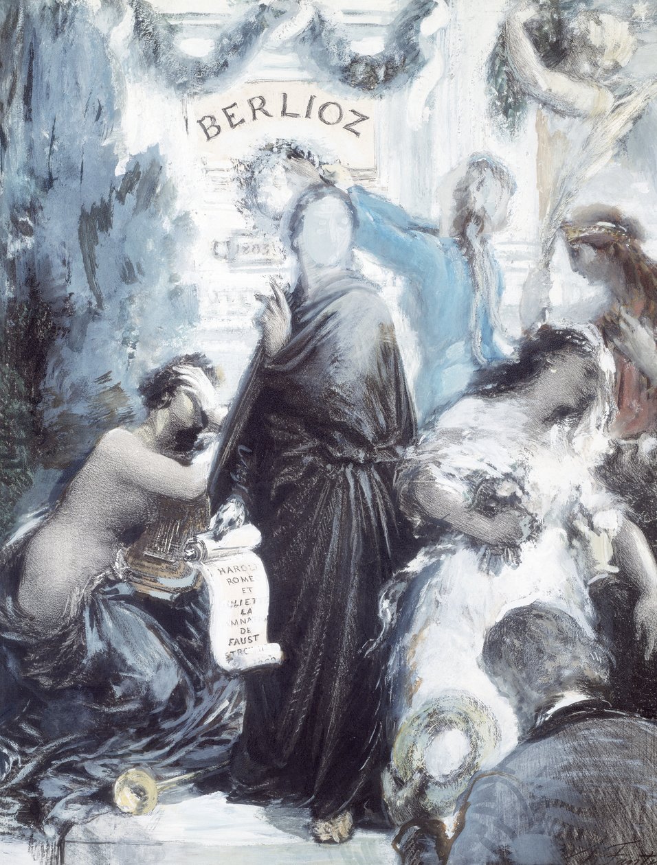 Akvarelllitografi till minne av hundraårsminnet av Hector Berlioz födelse av Ignace Henri Jean Fantin Latour