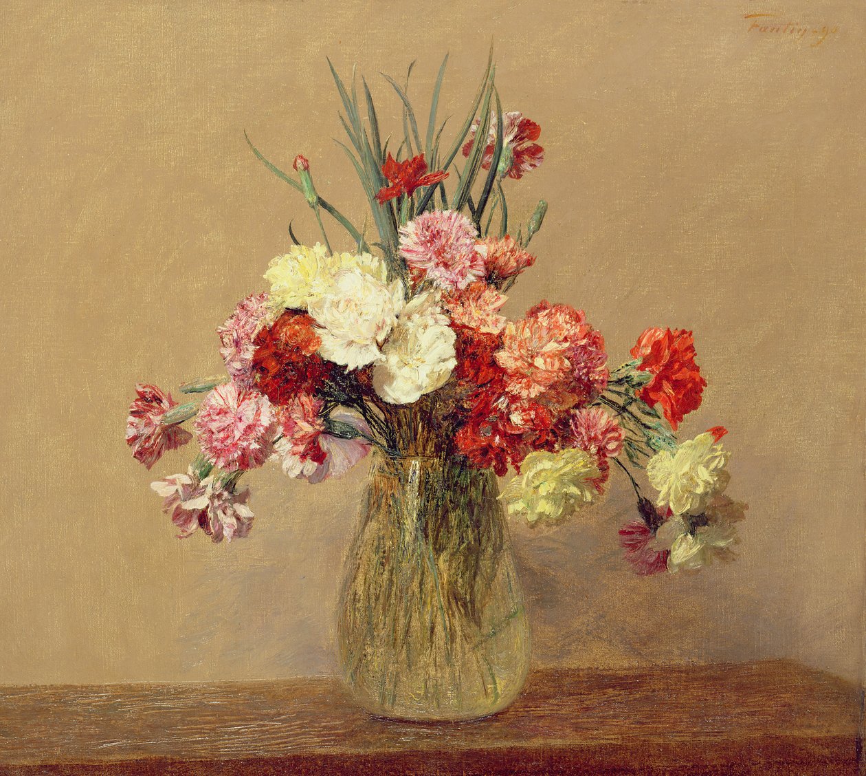 En bukett nejlikor, 1890 av Ignace Henri Jean Fantin Latour