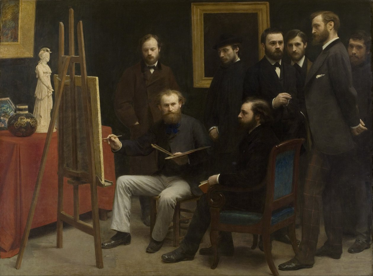En studio på Les Batignolles, 1870 av Ignace Henri Jean Fantin Latour