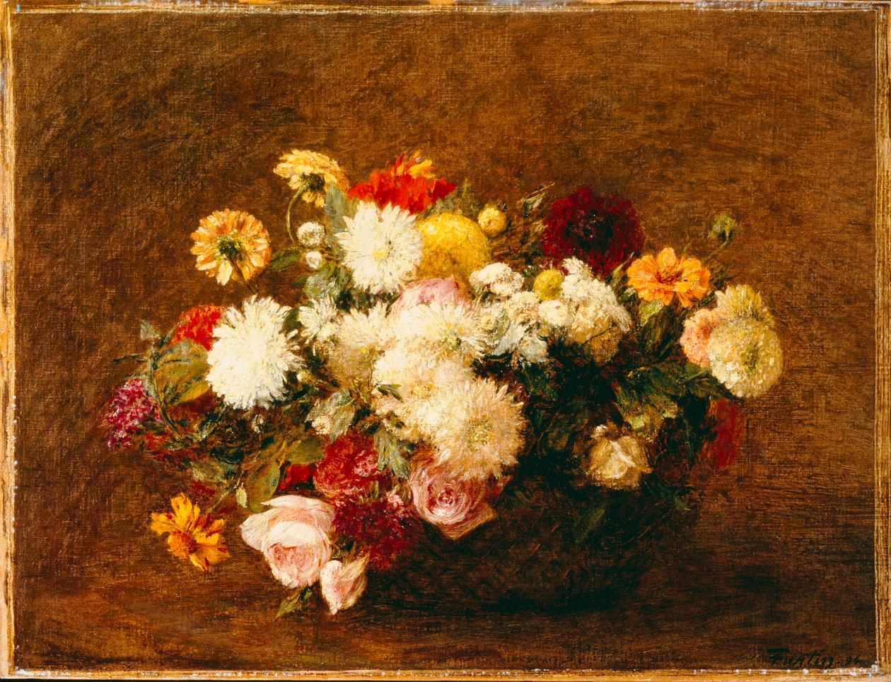 Bukett av blommor, 1894 av Ignace Henri Jean Fantin Latour