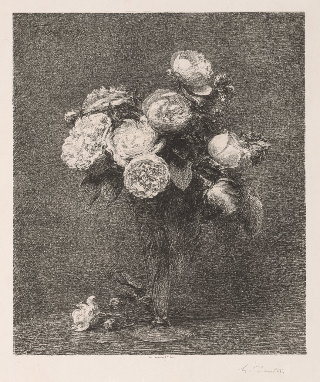 Bukett av rosor, 1879. av Ignace Henri Jean Fantin Latour