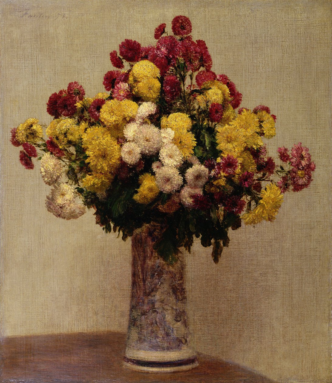 Krysantemum i en vas, 1873 av Ignace Henri Jean Fantin Latour
