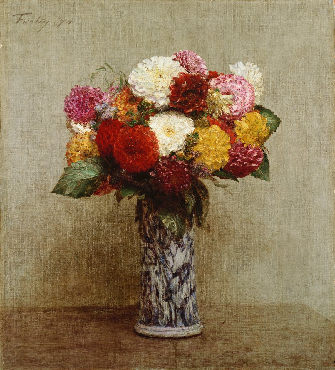 Dahlior i en kinesisk vas, 1874 av Ignace Henri Jean Fantin Latour
