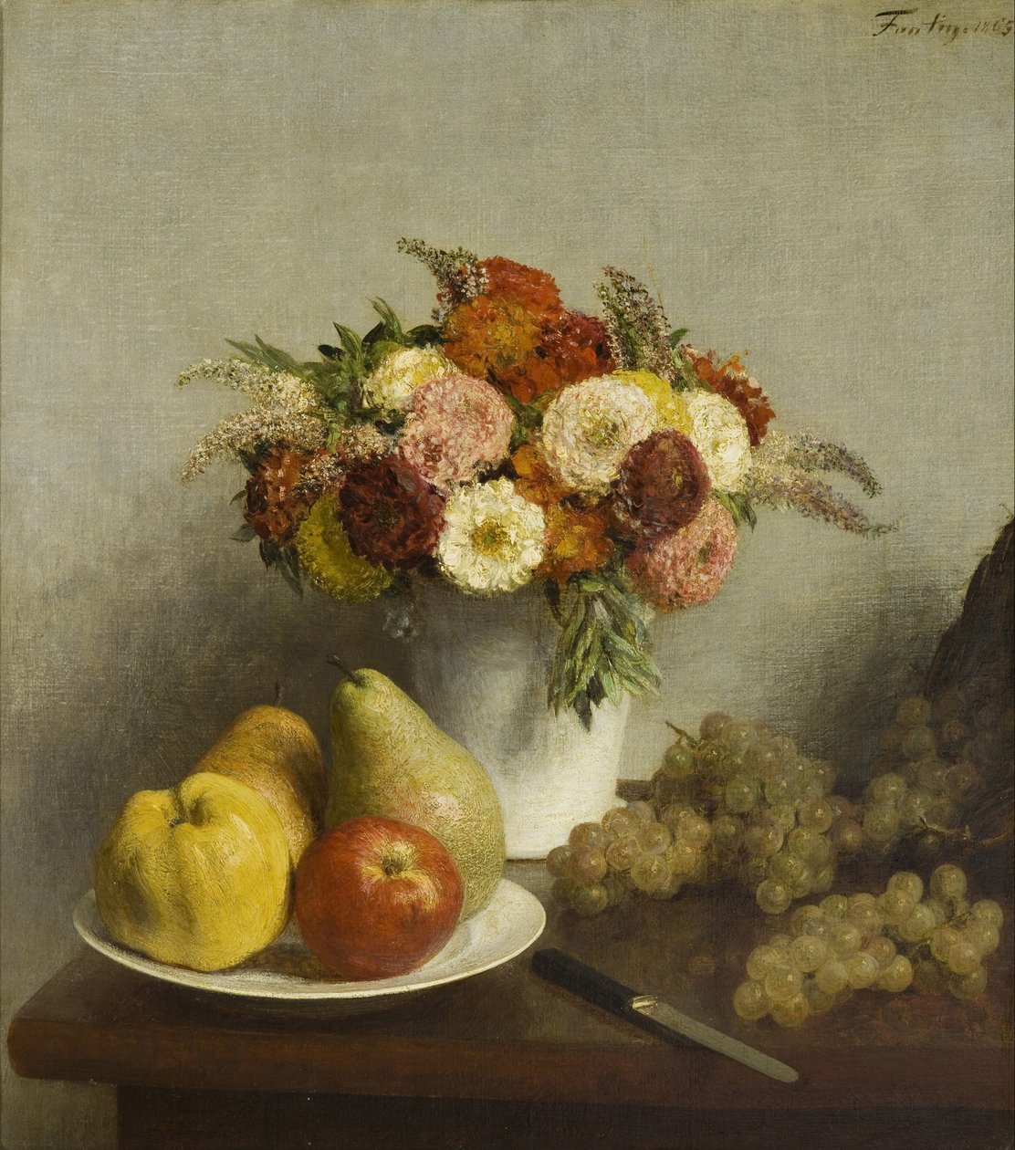 Blommor och frukt, 1865 av Ignace Henri Jean Fantin Latour