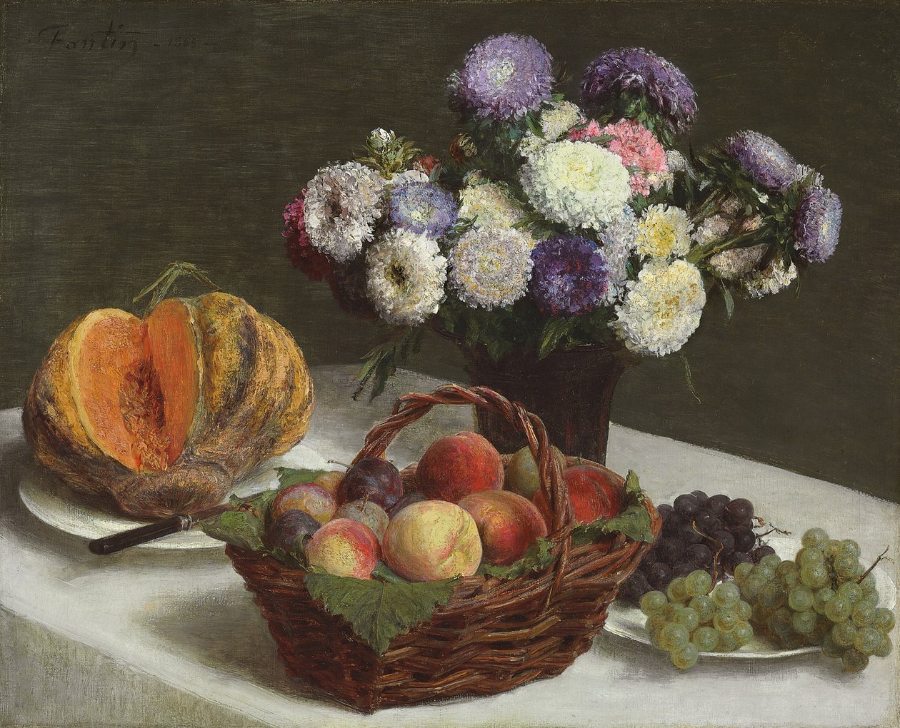 Blommor och frukter, 1865 av Ignace Henri Jean Fantin Latour
