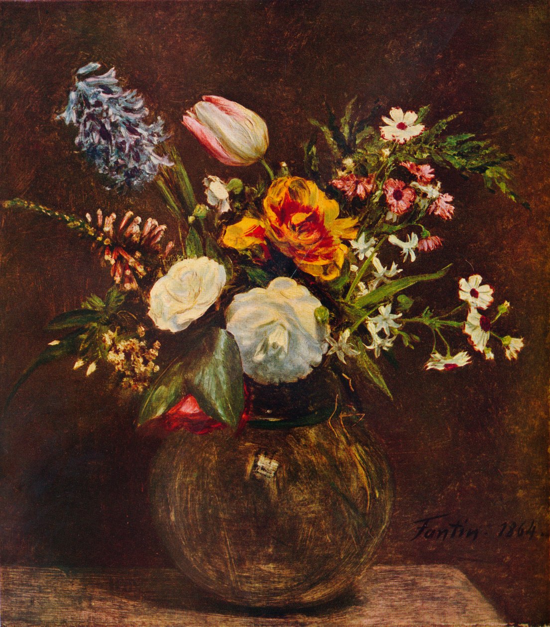 Blommor, c1800-talet av Ignace Henri Jean Fantin Latour