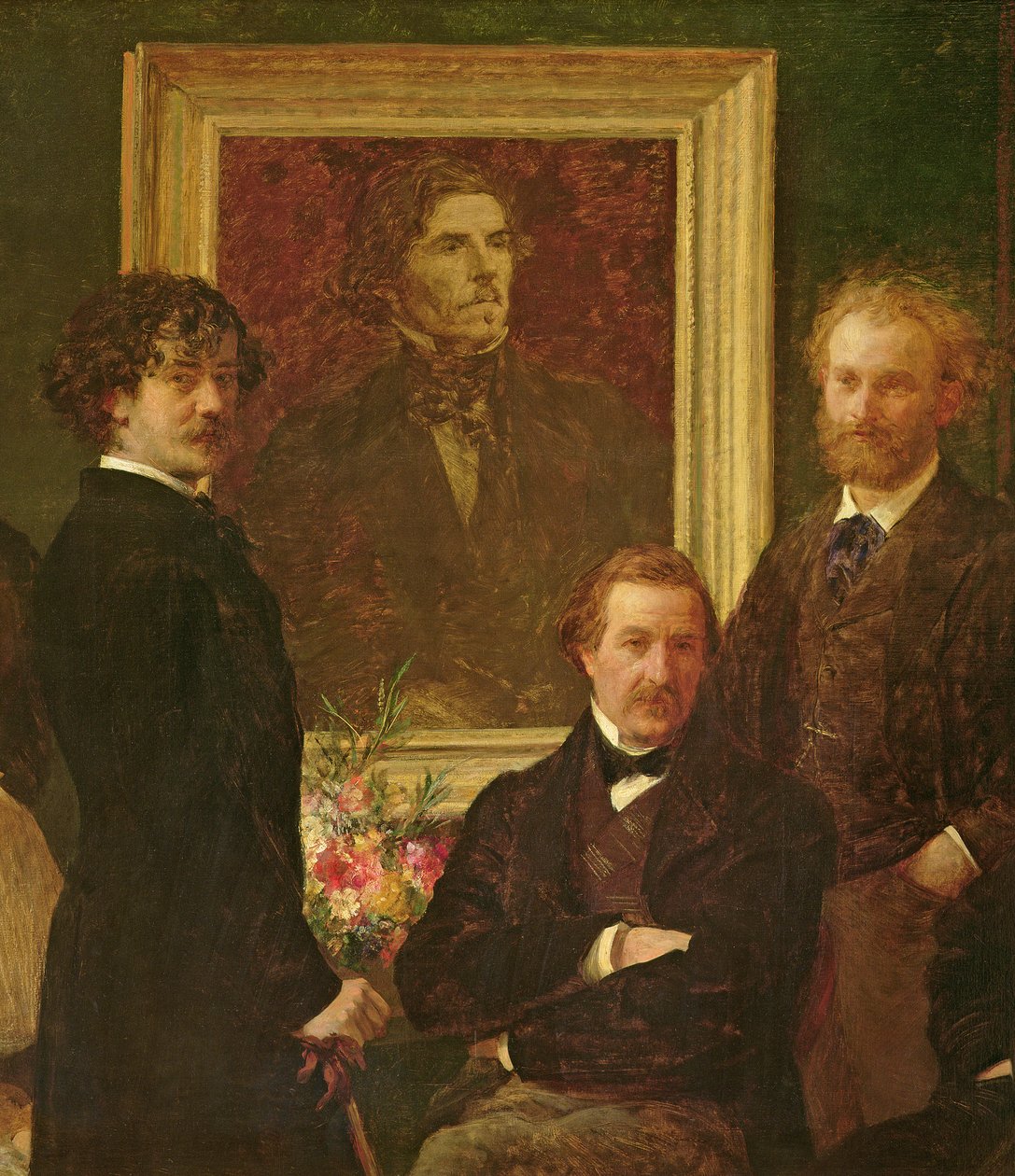 Homage till Delacroix, 1864 olja på duk detalj av 74954 av Ignace Henri Jean Fantin Latour