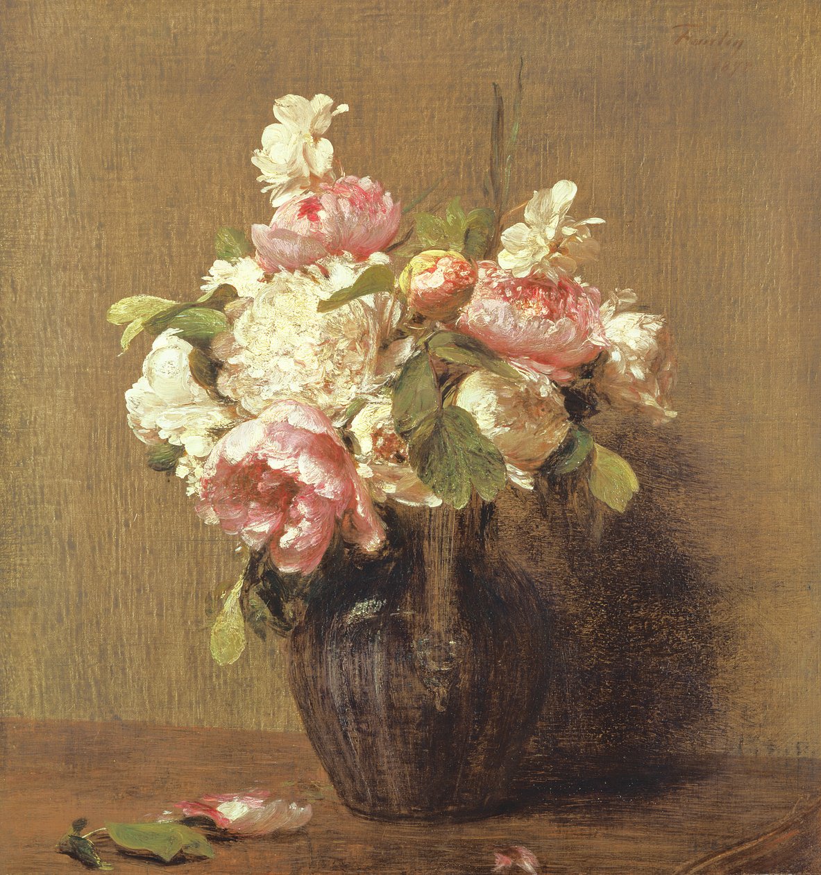 Vita och rosa pioner, Narcissus av Ignace Henri Jean Fantin Latour