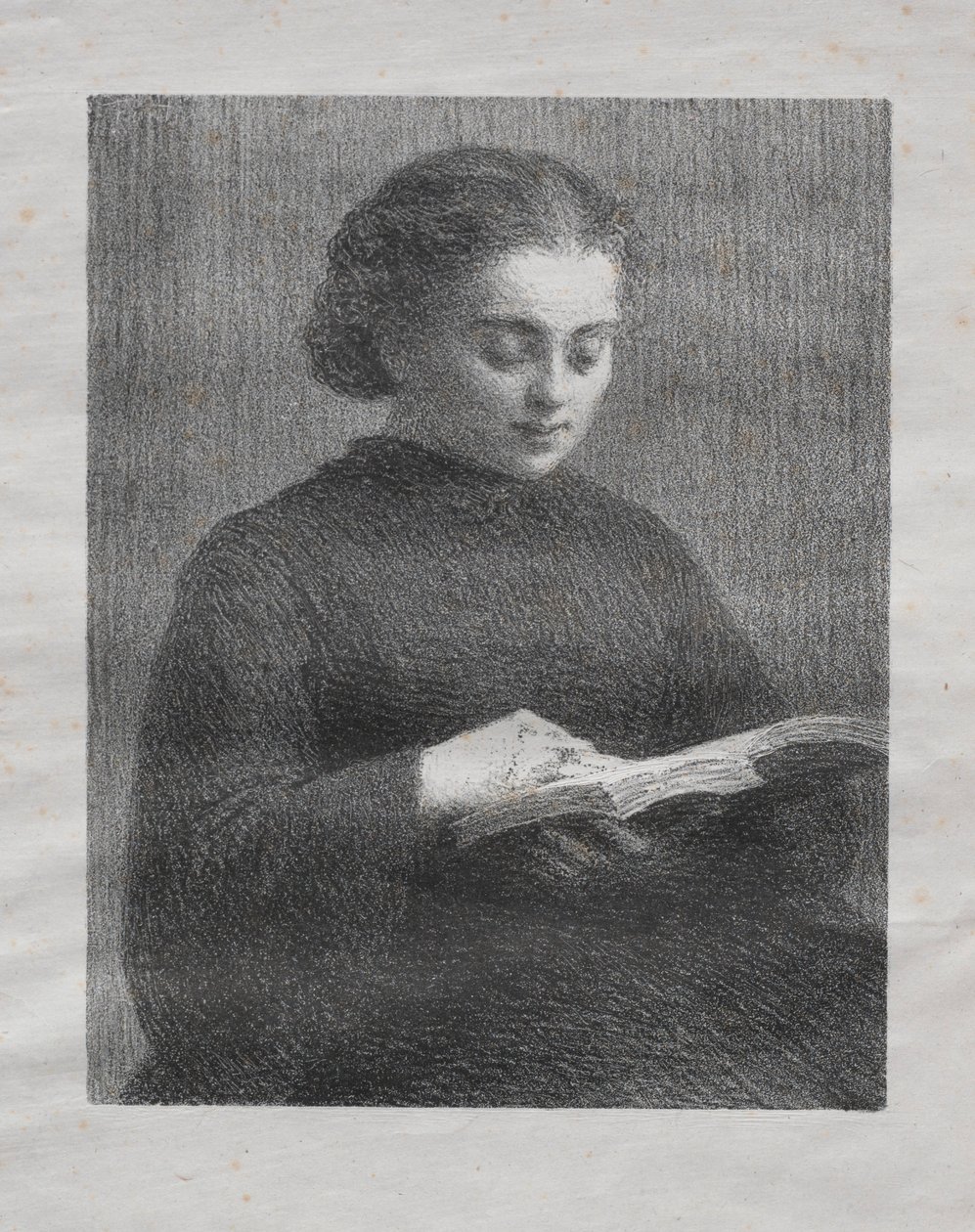 Läsning: Porträtt av konstnärens syster, 1897. av Ignace Henri Jean Fantin Latour